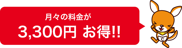 月々の料金が3,300円お得!!