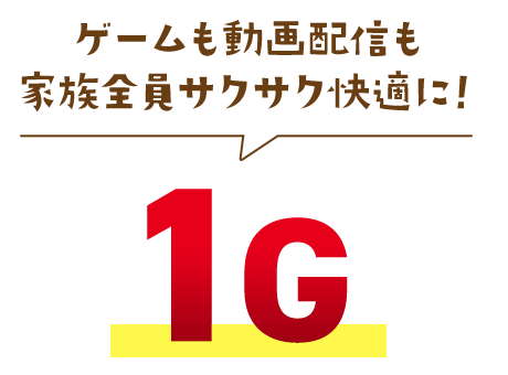 ゲームも動画配信も家族全員サクサク快適に！1G